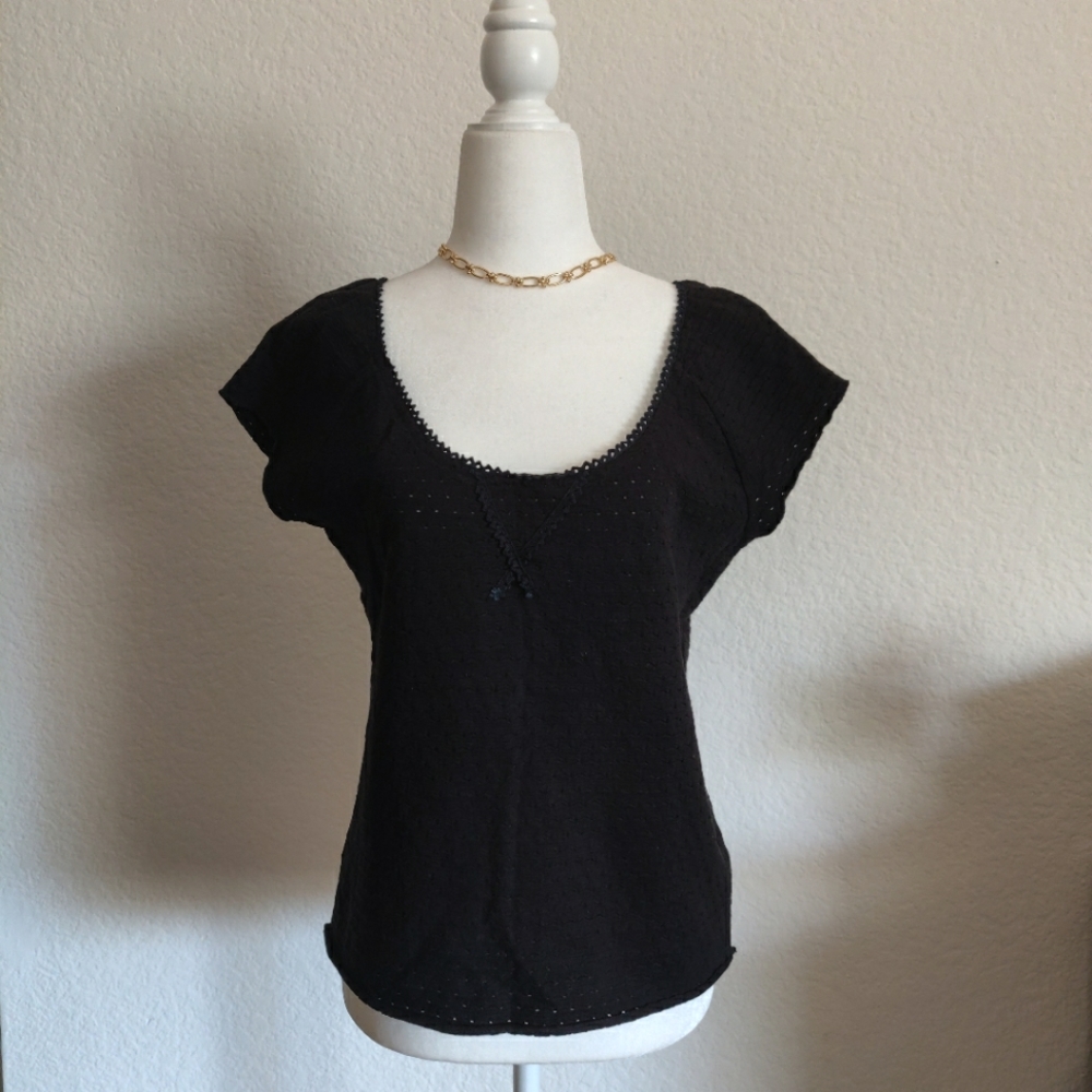 Free People Scoop Neck Eyelet Top